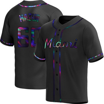 Men's Miami Marlins Adam Mazur Black Holographic Alternate Jersey - Replica