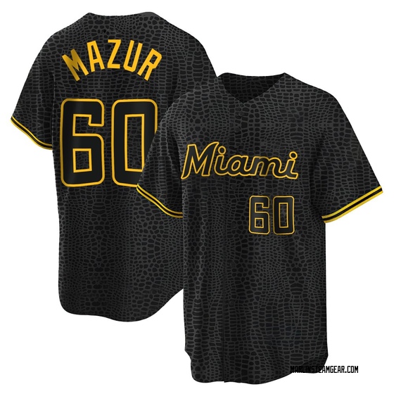 Men's Miami Marlins Adam Mazur Black Snake Skin City Jersey - Replica