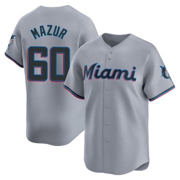Men's Miami Marlins Adam Mazur Gray Road Jersey - Limited