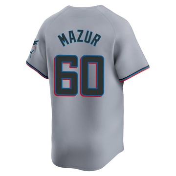 Men's Miami Marlins Adam Mazur Gray Road Jersey - Limited