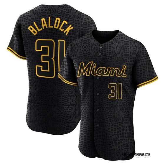 Men's Miami Marlins Bradley Blalock Black Snake Skin City Jersey - Authentic