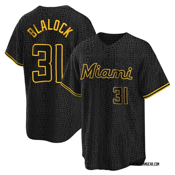 Men's Miami Marlins Bradley Blalock Black Snake Skin City Jersey - Replica