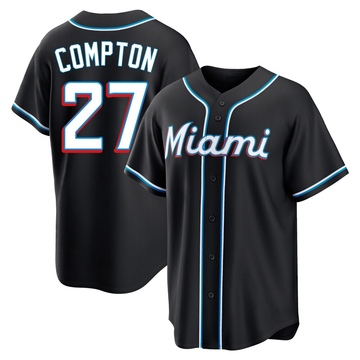 Men's Miami Marlins Brandon Compton Black Fashion Out Jersey - Replica