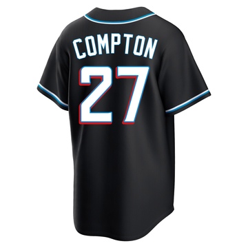 Men's Miami Marlins Brandon Compton Black Fashion Out Jersey - Replica