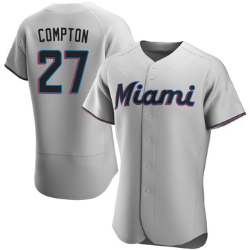 Men's Miami Marlins Brandon Compton Gray Road Jersey - Authentic