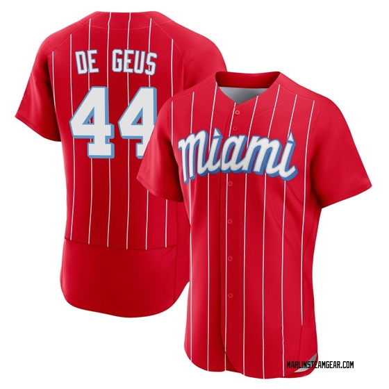 Men's Miami Marlins Brett de Geus Red 2021 City Connect Jersey - Authentic