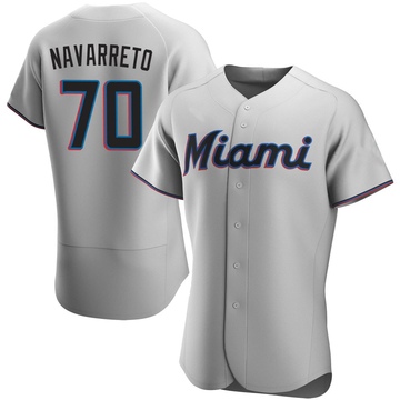 Men's Miami Marlins Brian Navarreto Gray Road Jersey - Authentic
