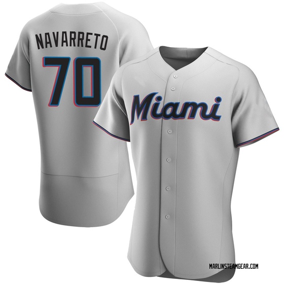 Men's Miami Marlins Brian Navarreto Gray Road Jersey - Authentic