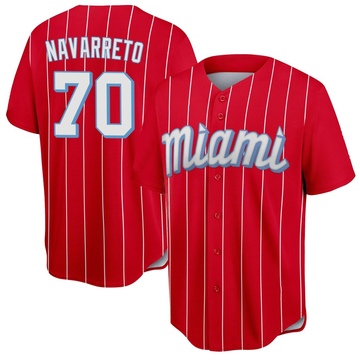 Men's Miami Marlins Brian Navarreto Red 2021 City Connect Jersey - Replica