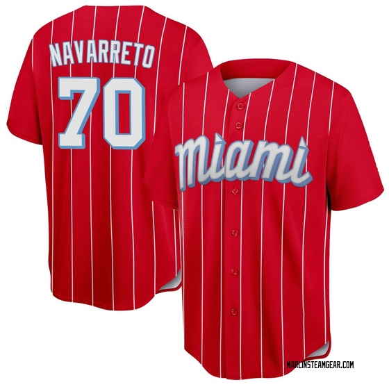 Men's Miami Marlins Brian Navarreto Red 2021 City Connect Jersey - Replica