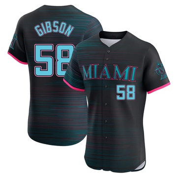 Men's Miami Marlins Cade Gibson Black 2025 City Connect Jersey - Elite