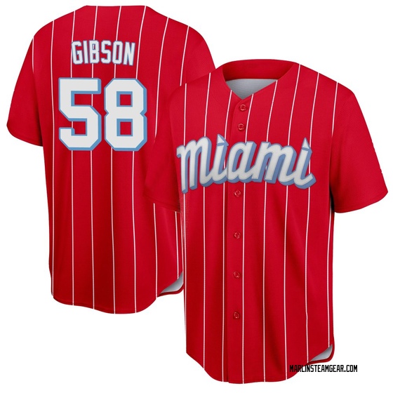 Men's Miami Marlins Cade Gibson Red 2021 City Connect Jersey - Replica