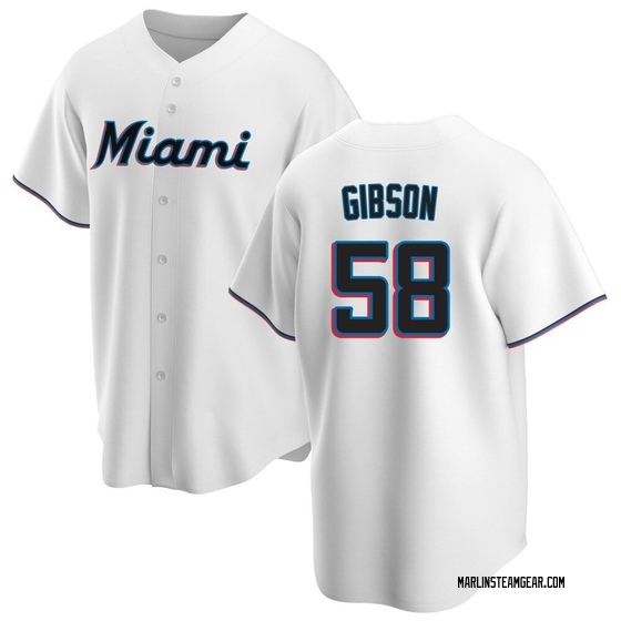 Men's Miami Marlins Cade Gibson White Home Jersey - Replica