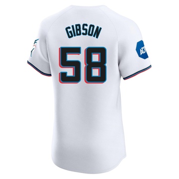 Men's Miami Marlins Cade Gibson White Home Patch Jersey - Elite