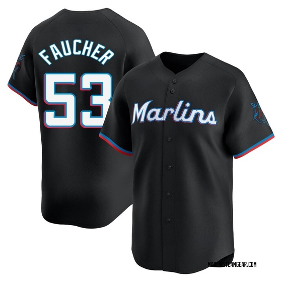 Men's Miami Marlins Calvin Faucher Black Alternate Jersey - Limited