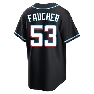 Men's Miami Marlins Calvin Faucher Black Fashion Out Jersey - Replica