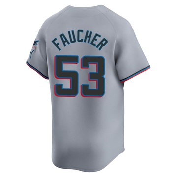Men's Miami Marlins Calvin Faucher Gray Road Jersey - Limited