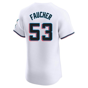 Men's Miami Marlins Calvin Faucher White Home Jersey - Elite
