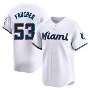 Men's Miami Marlins Calvin Faucher White Home Jersey - Limited