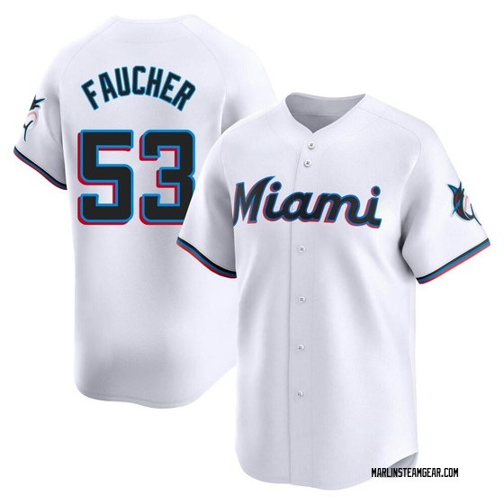 Men's Miami Marlins Calvin Faucher White Home Jersey - Limited