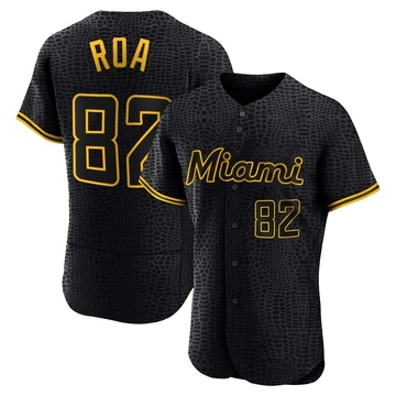 Men's Miami Marlins Christian Roa Black Snake Skin City Jersey - Authentic
