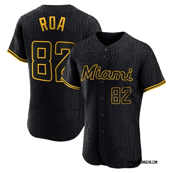 Men's Miami Marlins Christian Roa Black Snake Skin City Jersey - Authentic