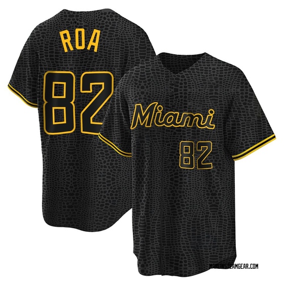 Men's Miami Marlins Christian Roa Black Snake Skin City Jersey - Replica