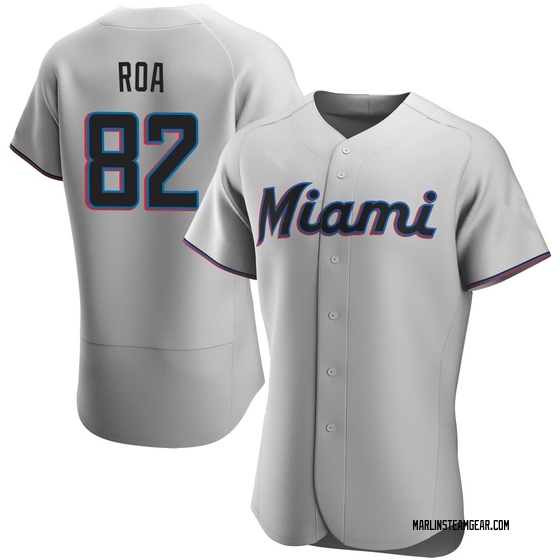 Men's Miami Marlins Christian Roa Gray Road Jersey - Authentic