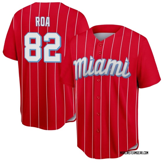 Men's Miami Marlins Christian Roa Red 2021 City Connect Jersey - Replica