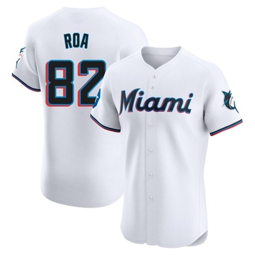 Men's Miami Marlins Christian Roa White Home Patch Jersey - Elite
