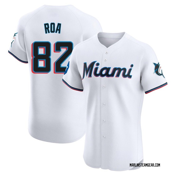 Men's Miami Marlins Christian Roa White Home Patch Jersey - Elite