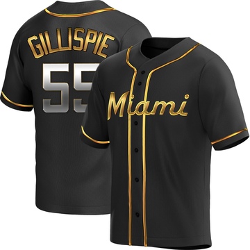 Men's Miami Marlins Connor Gillispie Black Golden Alternate Jersey - Replica