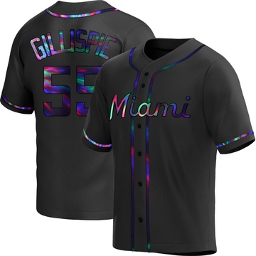 Men's Miami Marlins Connor Gillispie Black Holographic Alternate Jersey - Replica