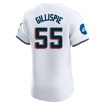 Men's Miami Marlins Connor Gillispie White Home Patch Jersey - Elite