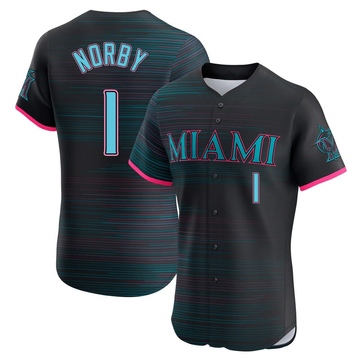 Men's Miami Marlins Connor Norby Black 2025 City Connect Jersey - Elite