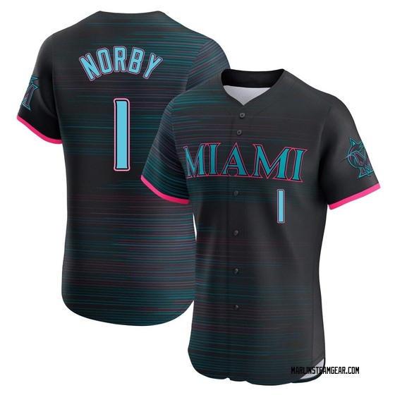 Men's Miami Marlins Connor Norby Black 2025 City Connect Jersey - Elite