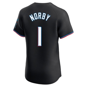 Men's Miami Marlins Connor Norby Black Alternate Vapor Premier Jersey - Elite