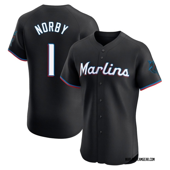 Men's Miami Marlins Connor Norby Black Alternate Vapor Premier Jersey - Elite