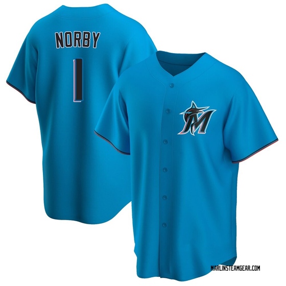 Men's Miami Marlins Connor Norby Blue Alternate Jersey - Replica