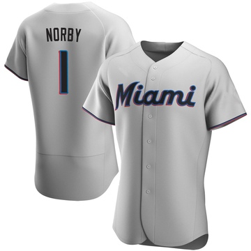 Men's Miami Marlins Connor Norby Gray Road Jersey - Authentic