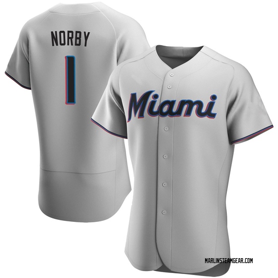 Men's Miami Marlins Connor Norby Gray Road Jersey - Authentic