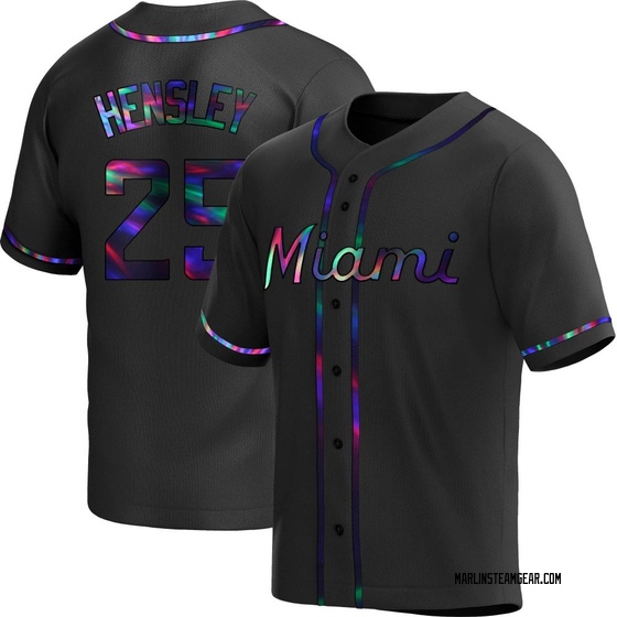 Men's Miami Marlins David Hensley Black Holographic Alternate Jersey - Replica