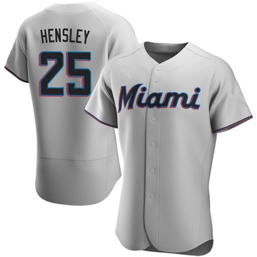 Men's Miami Marlins David Hensley Gray Road Jersey - Authentic