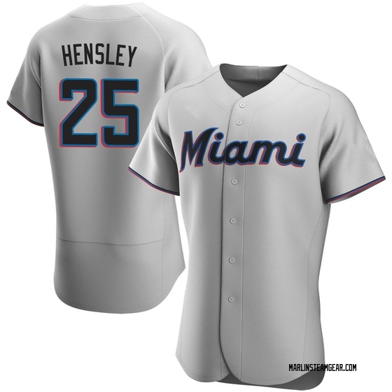 Men's Miami Marlins David Hensley Gray Road Jersey - Authentic