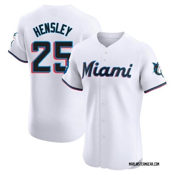 Men's Miami Marlins David Hensley White Home Patch Jersey - Elite
