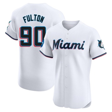 Men's Miami Marlins Dax Fulton White Home Patch Jersey - Elite