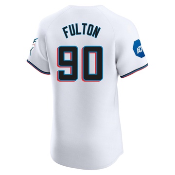 Men's Miami Marlins Dax Fulton White Home Patch Jersey - Elite