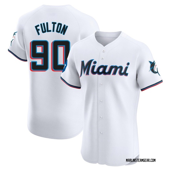 Men's Miami Marlins Dax Fulton White Home Patch Jersey - Elite