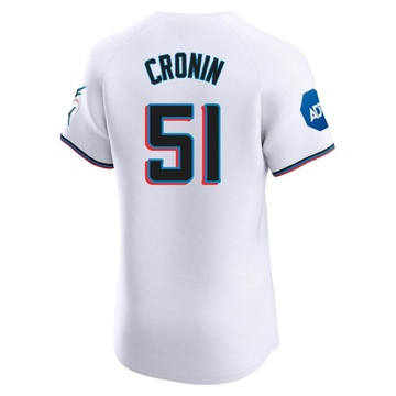 Men's Miami Marlins Declan Cronin White Home Patch Jersey - Elite