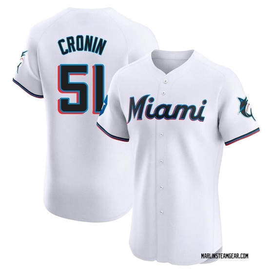 Men's Miami Marlins Declan Cronin White Home Patch Jersey - Elite